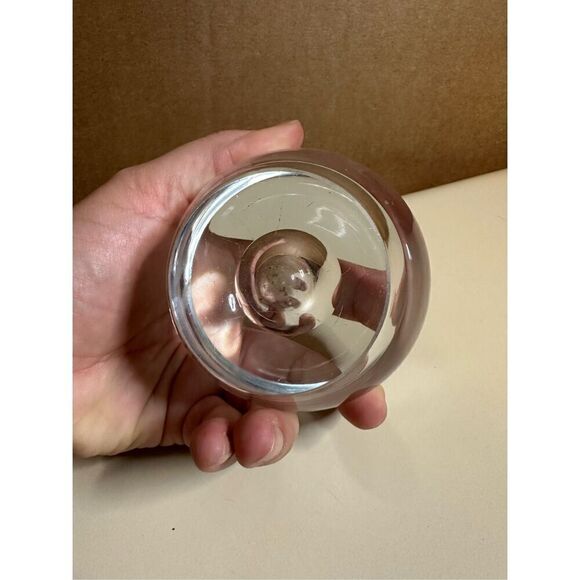 Crystal Glass Bud Vase Vintage Hand Blown Ball Thick Paper Weight Heavy 2.5” - Picture 5 of 9